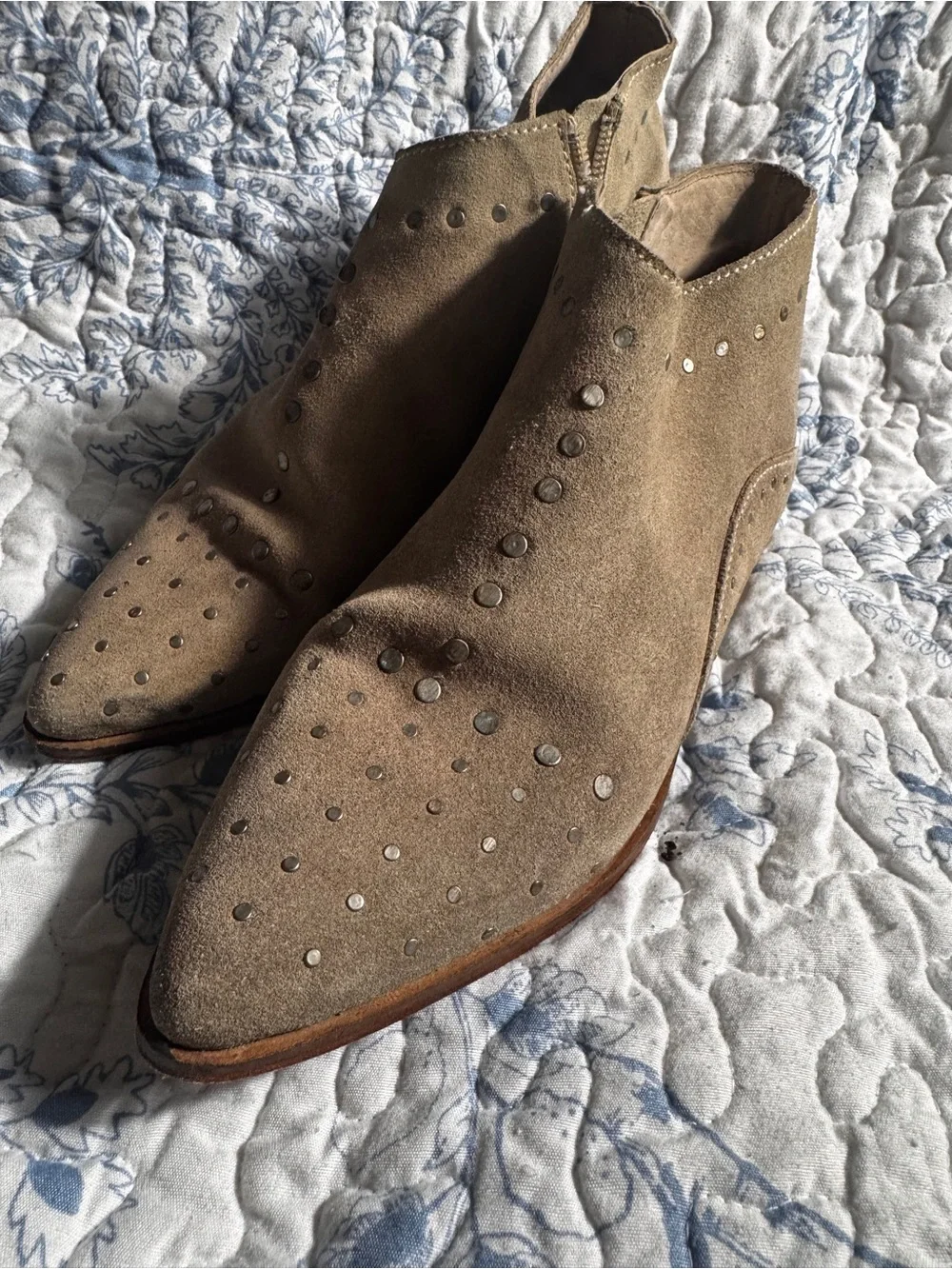 Free People Beige Suede Ankle Booties
